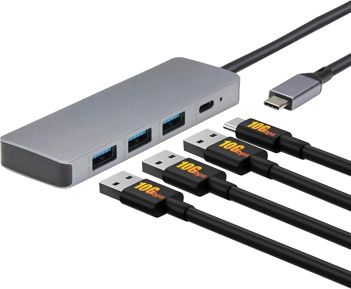 USB 3.2/3.1 Gen 2 Multiport USB C Hub Dock, 10Gbps, USB-C to 1xUSB-C/3xUSB-A