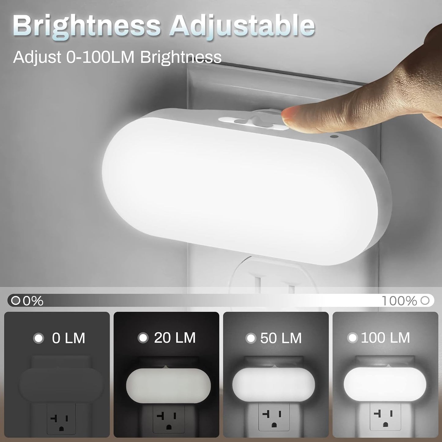Led Night Light, Plug into Wall, [2 Pack] with Dusk to Dawn Sensor, 1W 5000K Dimmable Night