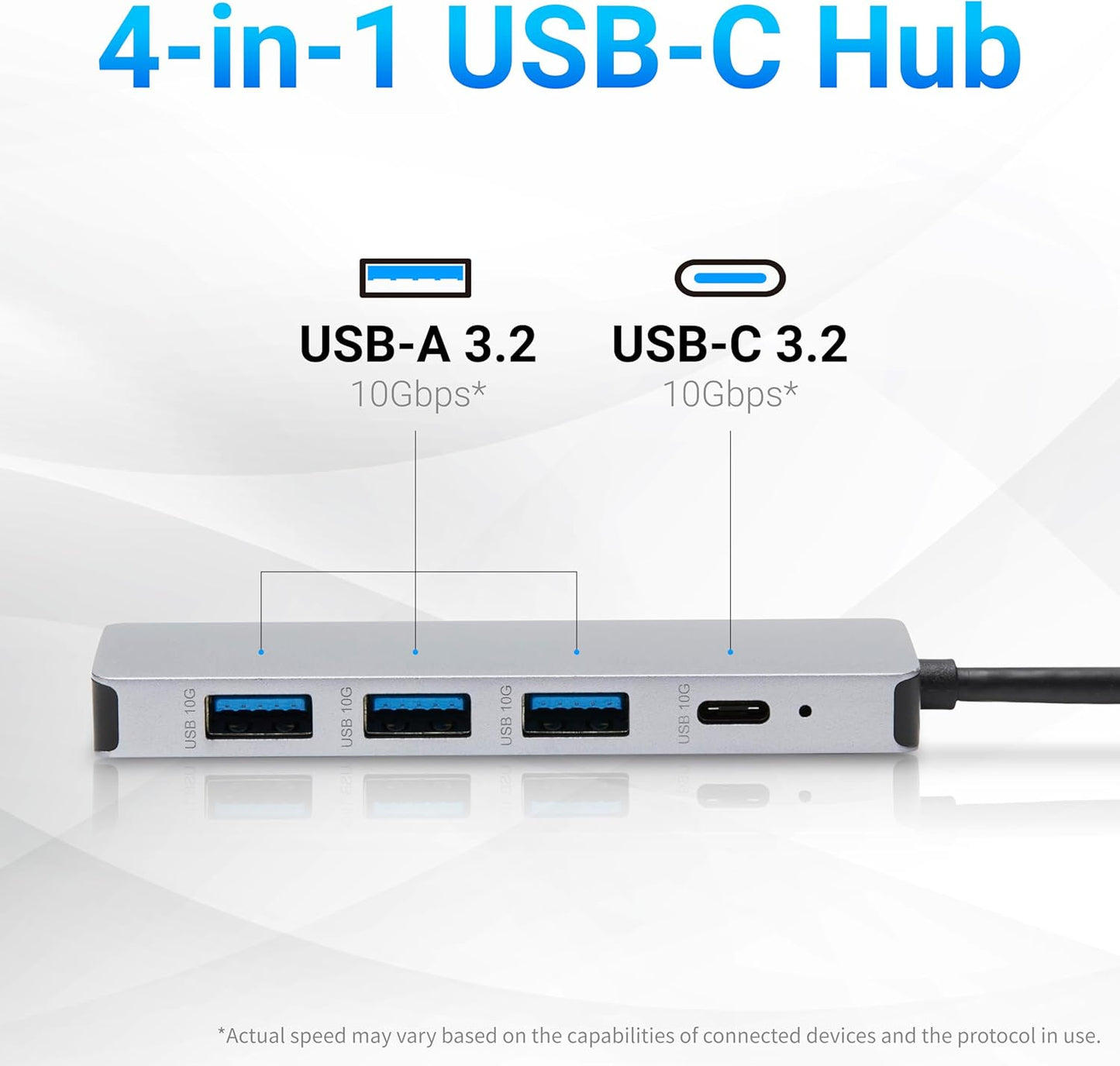 USB 3.2/3.1 Gen 2 Multiport USB C Hub Dock, 10Gbps, USB-C to 1xUSB-C/3xUSB-A