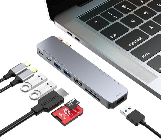 USB C Hub Adapter for MacBook Pro Air Docking Station 8-in-2 for Mac Book Accessories Dongle 4K@30Hz HDMI