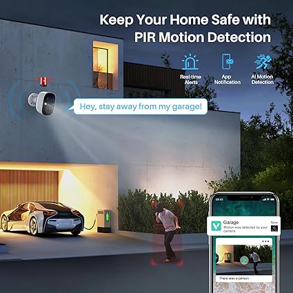Security Cameras Wireless Outdoor Indoor, 2K Battery Powered WiFi Camera for Home Security