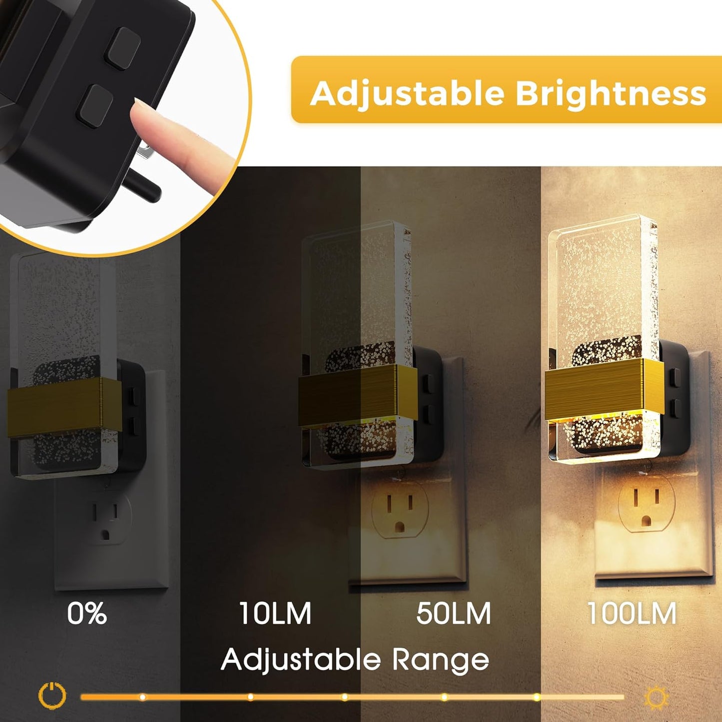 2 Pack 3CCT Night Lights Plug Into Wall, 2000K/3000K/5000K Adjustable Color Temperature Nightlight
